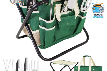 Gartenwerkzeug Hocker 7in1 mit 5-teiligem Edelstahl