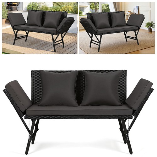 Gartenbank Gartensofa Liegefunktion Polyrattan Gartenmöbel Sitzmöbel