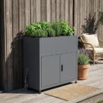 4betterdays Kräuterhochbeet mit Unterschrank 'Galvan' | 100x50x85 cm | Zubehör erhältlich | verzinkt & pulverbeschichtet | anthrazit | robust und wetterfest - Produktbild