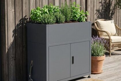4betterdays Kräuterhochbeet mit Unterschrank 'Galvan' | 100x50x85 cm | Zubehör erhältlich | verzinkt & pulverbeschichtet | anthrazit | robust und wetterfest - Produktbild