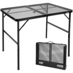 Campingtisch Klappbar 90×60cm,Gartentisch,Grilltisch mit Metallgitterplatte,L...