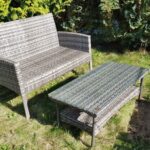 POLYRATTAN GARTENBANK BANK mit COUCHTISCH&GLASPLATTE Terrasse