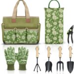 Gartengeräte Set 8 Stück Holzgriff Gartentasche
