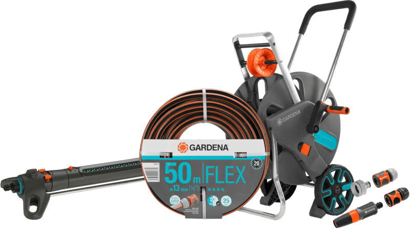 Gardena Comfort FLEX 50 m CleverRoll L Large Regnerset - Produktbild