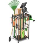 Gartenwerkzeug Organizer Stahl schwarz, Verstellbare Füße,