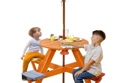 Kinder Picknicktisch Kinderstuhl Set Holz Sonnenschirm