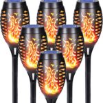 Qedertek 6er Solar-Gartenleuchten mit Flammeneffekt IP65