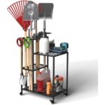 Gartenwerkzeug-Organizer Garage Metall Aufbewahrungsregal mit Rollen