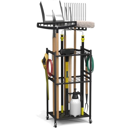 Gartenwerkzeug-Organizer 3-stufig Metall Regal Garage Werkzeughalter