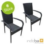8x Stuhl Gartenstuhl Polyrattan Gartensessel Terrasse