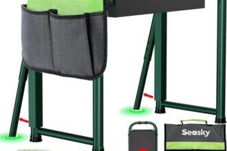 Gartenbank faltbar Kippschutz Werkzeugtasche Metallstuhl Kniekissen