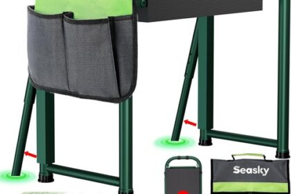 Gartenbank faltbar Kippschutz Werkzeugtasche Metallstuhl Kniekissen