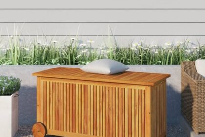 Gartentruhe Rollen Auflagenbox Werkzeugkiste Kissenbox Massivholz