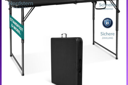 Klapptisch 120 cm Tragbar Höhenverstellbar Faltbar
