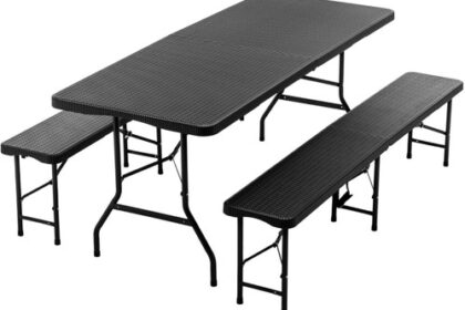 Buffettisch Bierzeltgarnitur Klapptisch Gartenmöbel Rattan-Look Camping