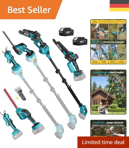 Teleskop Gartenwerkzeug Set – 8-in-1 Kettensäge,