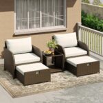 5-tlg Rattan Sitzgruppe Esstisch Lounge Gartenmöbel