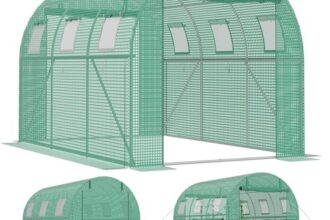 Gewächshaus 3x2x2m mit Stahlrahmen PE-Folie Fenster