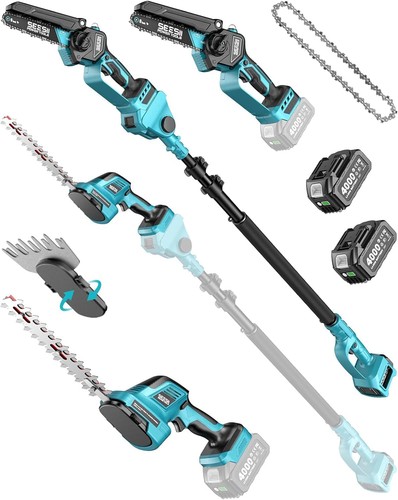 SEESII 6-in-1 Mini Kettensäge Akku Heckenschere